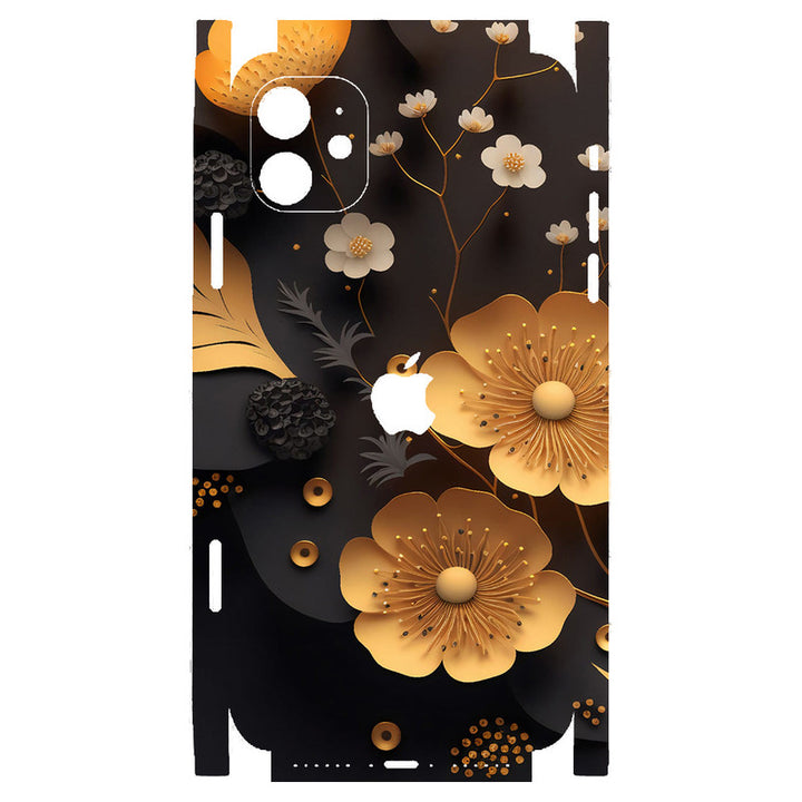 Apple iPhone Skin Wrap - Golden Flowers - SkinsLegend