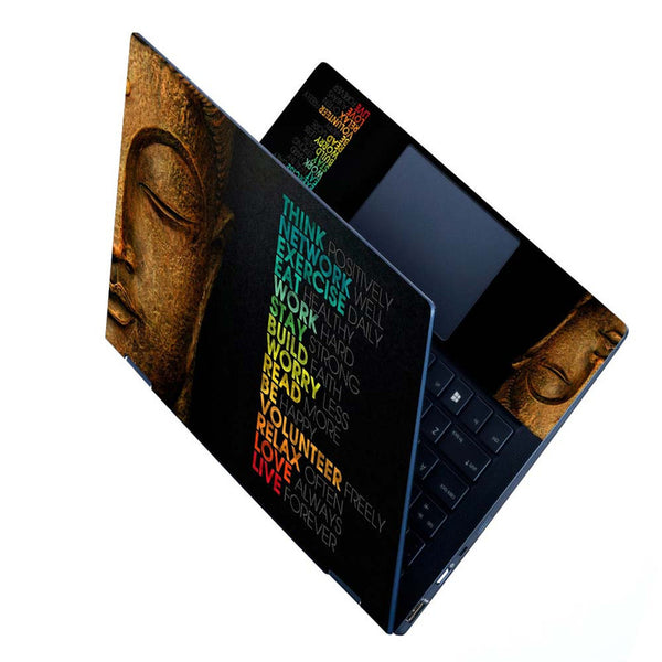 Full Panel Laptop Skin - Buddha face with Motivational words
