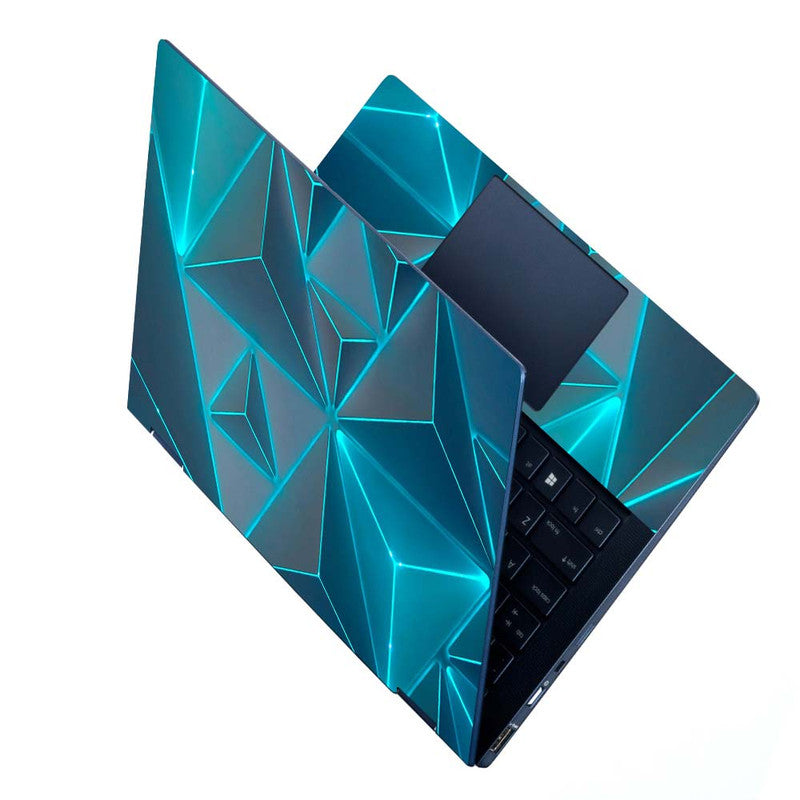 Full Panel Laptop Skin - Cyan Neon Pyramids – SkinsLegend