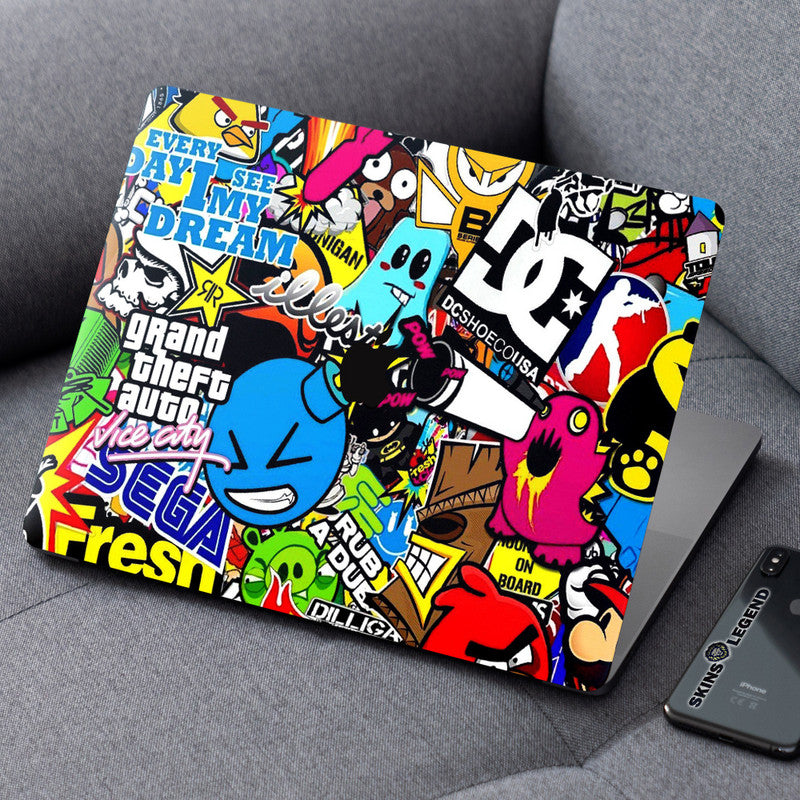 Sticker Bomb Print Computer Laptop Skin for Apple MacBook - DC Sticker Bomb – SkinsLegend