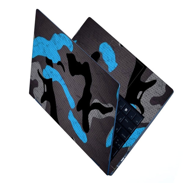 Laptop Skin - Cyan Black Camouflage
