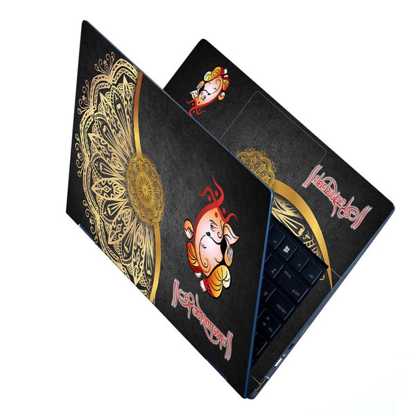 Laptop Skin - Multicolor Ganesh on Golden Spiral