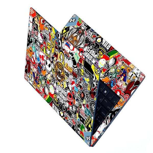 Sticker Bombing Notebook Elevate Your Laptop Style with Vibrant Sticker Bomb Skins | SkinsLegend