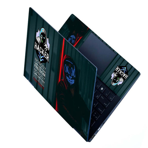 Full Panel Laptop Skin - Hacker Anonymous Neon Face Line Bars