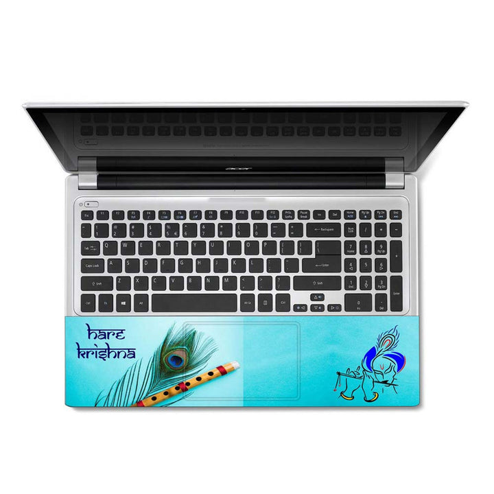 Full Panel Laptop Skin - Hare Krishna Sky Blue