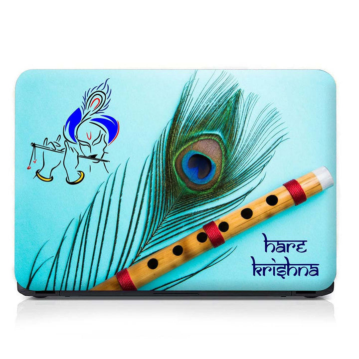 Full Panel Laptop Skin - Hare Krishna Sky Blue