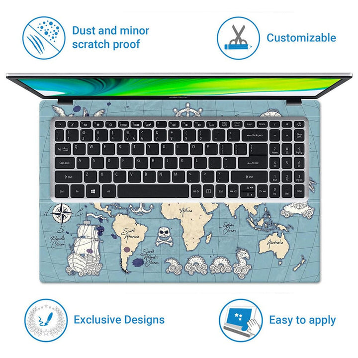 Laptop Skin - Bird Design World Map