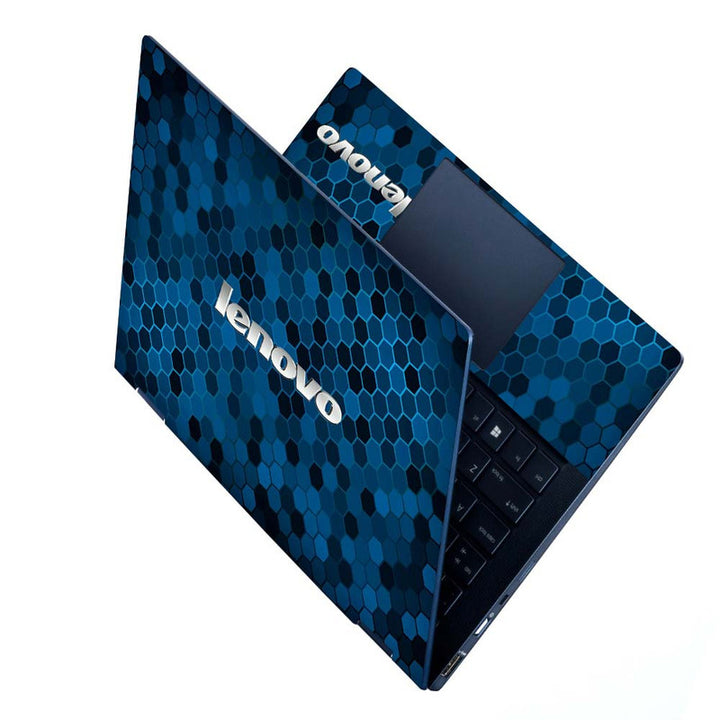 Full Panel Laptop Skin - Lenovo Black Blue Honeycomb