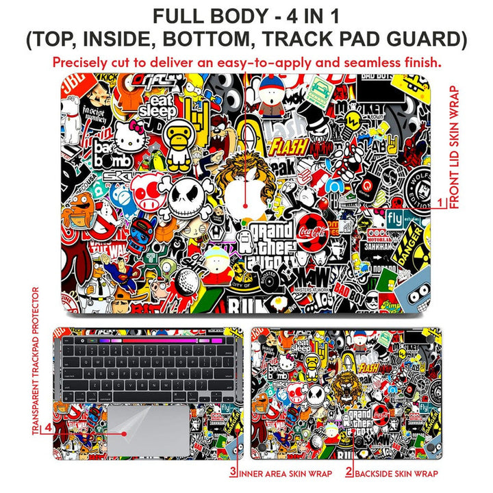 Laptop Skin for Apple MacBook Tiger Sticker Bomb – SkinsLegend